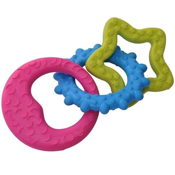 Pet Dog Bell Bone TPR Rubber Bite Teeth Cleaning Chew Toy Training Bell Toy